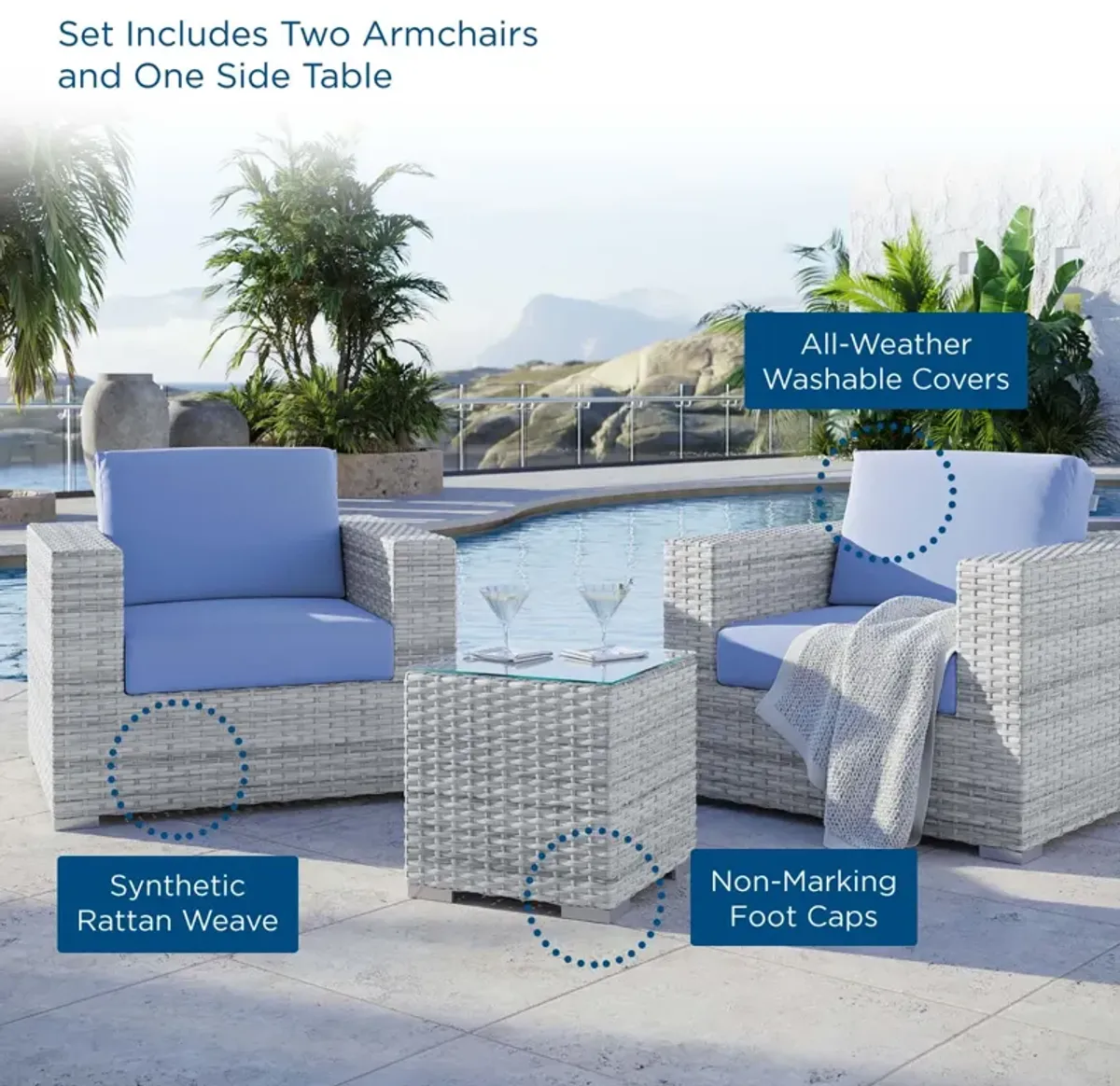 Convene 3-Piece Outdoor Patio Set