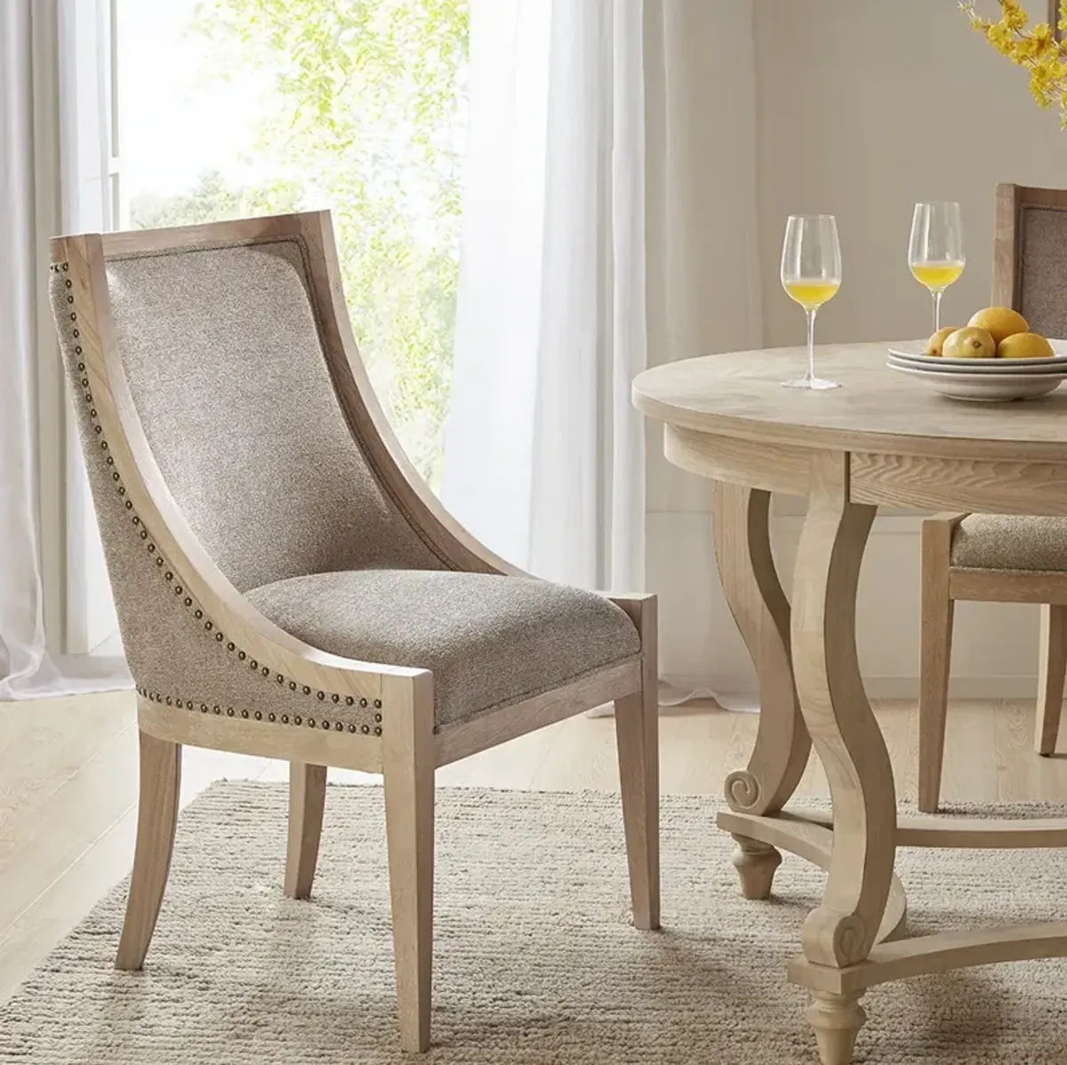 Martha Stewart Elmcrest Linen Upholstered Dining Chair with Nailhead Trim