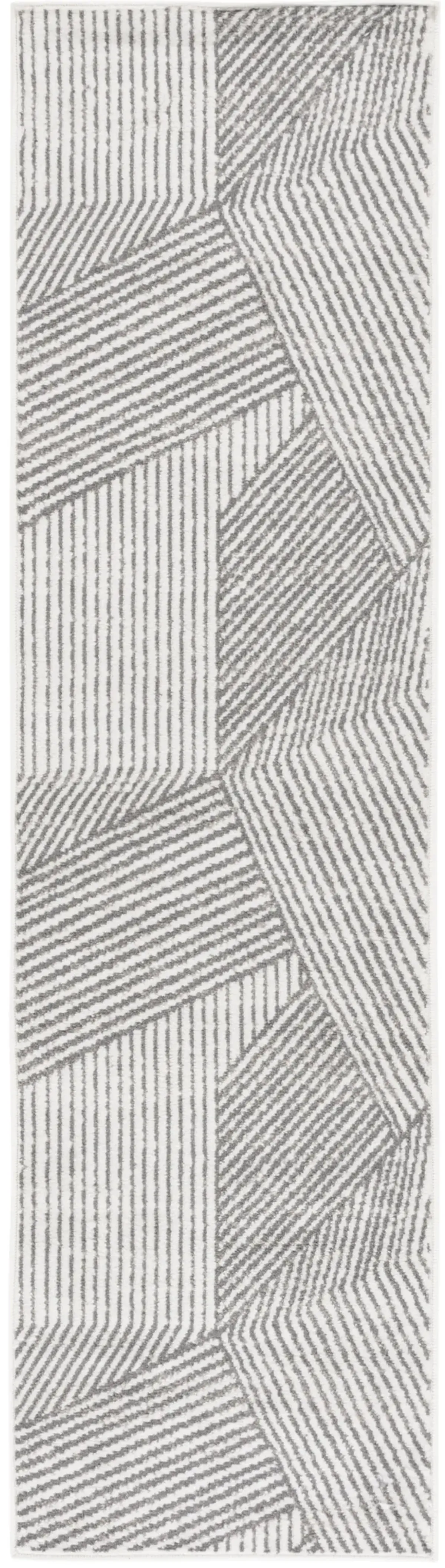 PYRAMID 241 IVORY  2'-2' x 8' Runner Rug