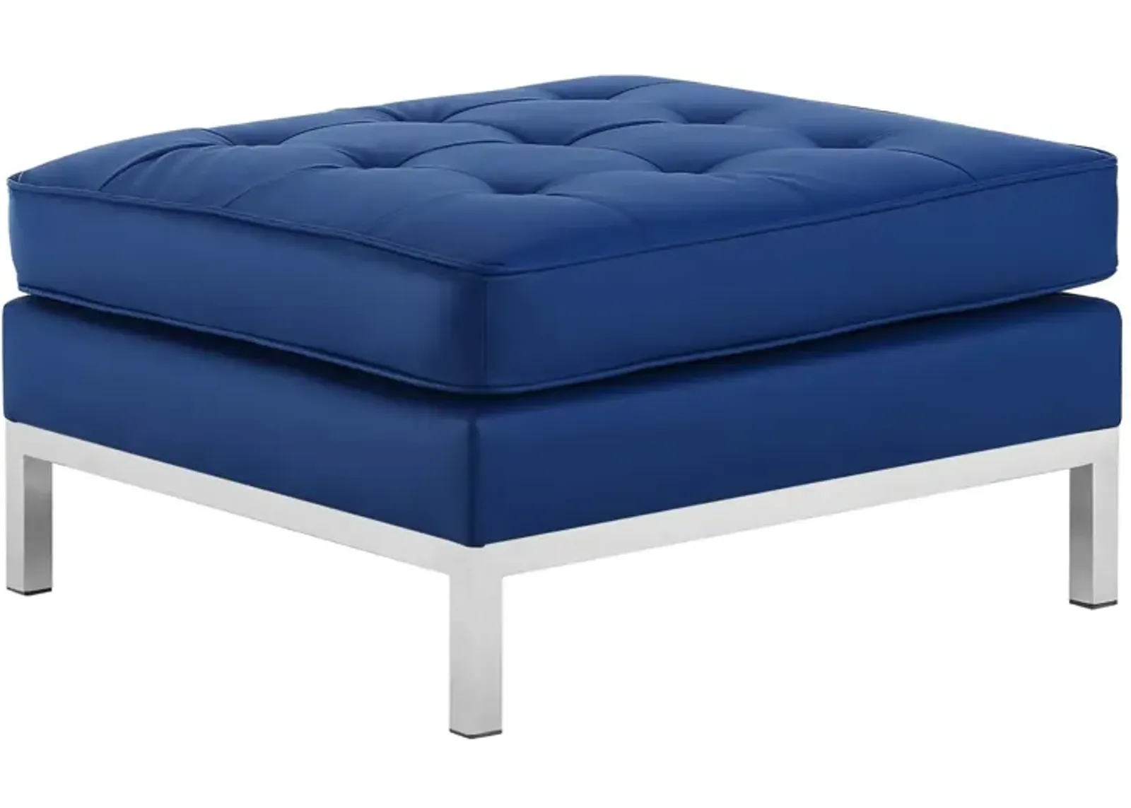 Loft Tufted Upholstered Faux Leather Ottoman