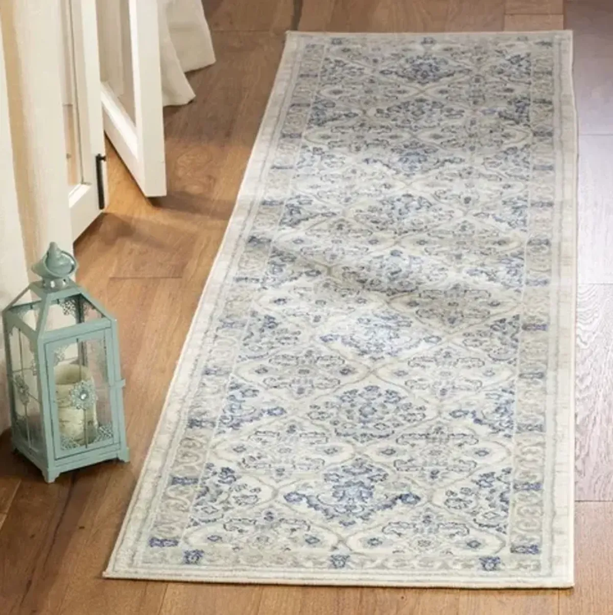 Brentwood 870 Light Grey / Blue 2' X 18' Runner Powerloomed Rug