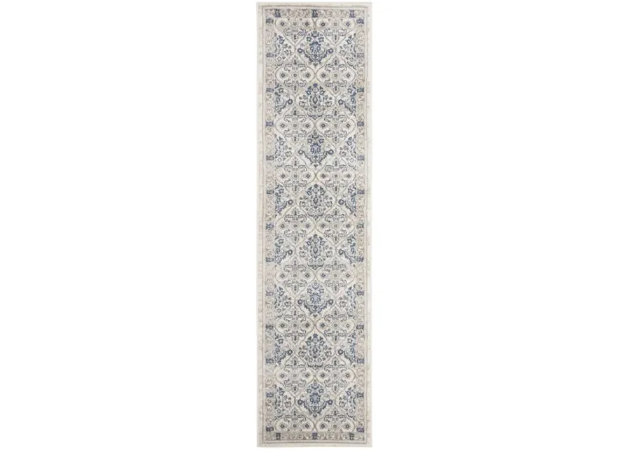 Brentwood 870 Light Grey / Blue 2' X 18' Runner Powerloomed Rug