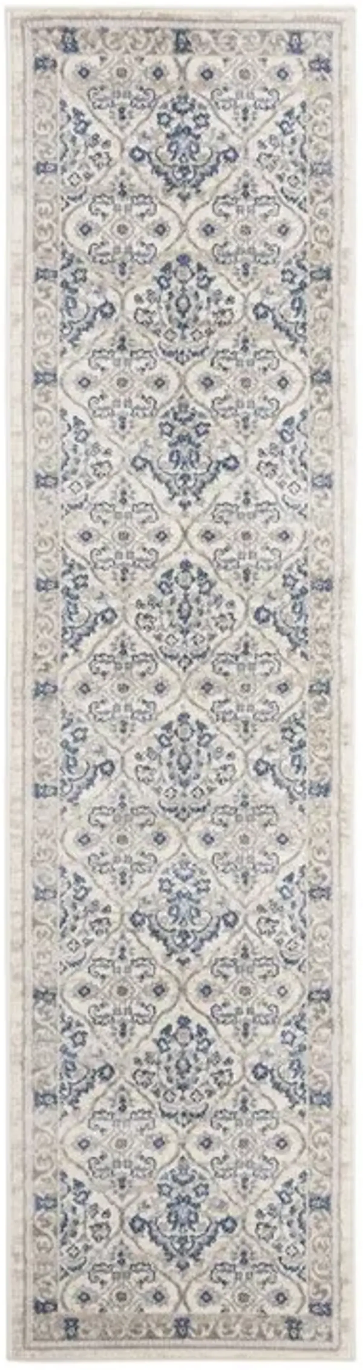 Brentwood 870 Light Grey / Blue 2' X 18' Runner Powerloomed Rug