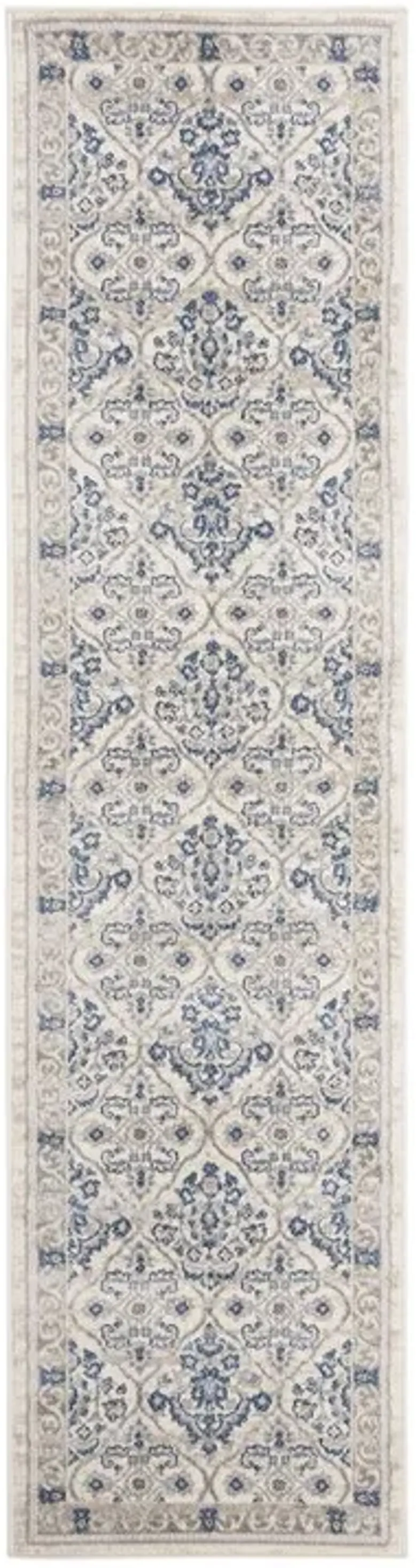 Brentwood 870 Light Grey / Blue 2' X 18' Runner Powerloomed Rug