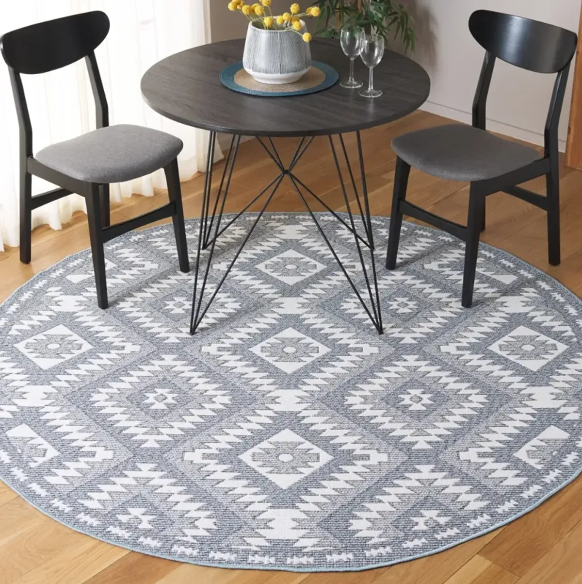 PRAIRIE 310 BLUE  6'-7' x 6'-7' Round Round Rug