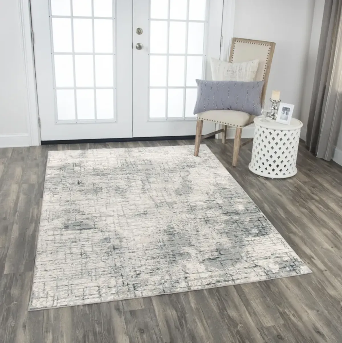 Chelsea Cream/Gray Abstract Polyester 5'3" x 7'6" Rectangle Rug