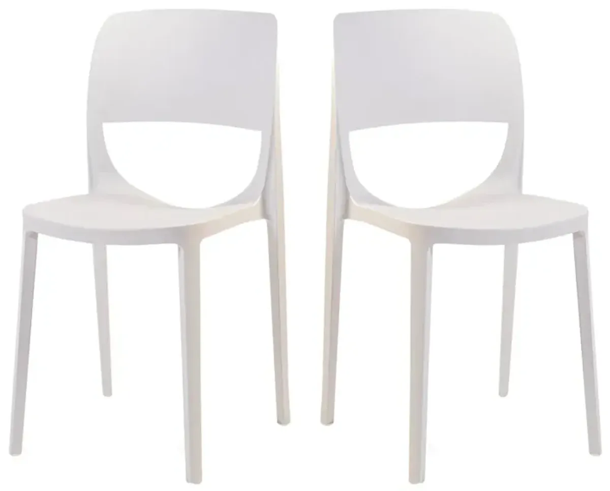 Bella Set of 2 Stackable Side Chair-White