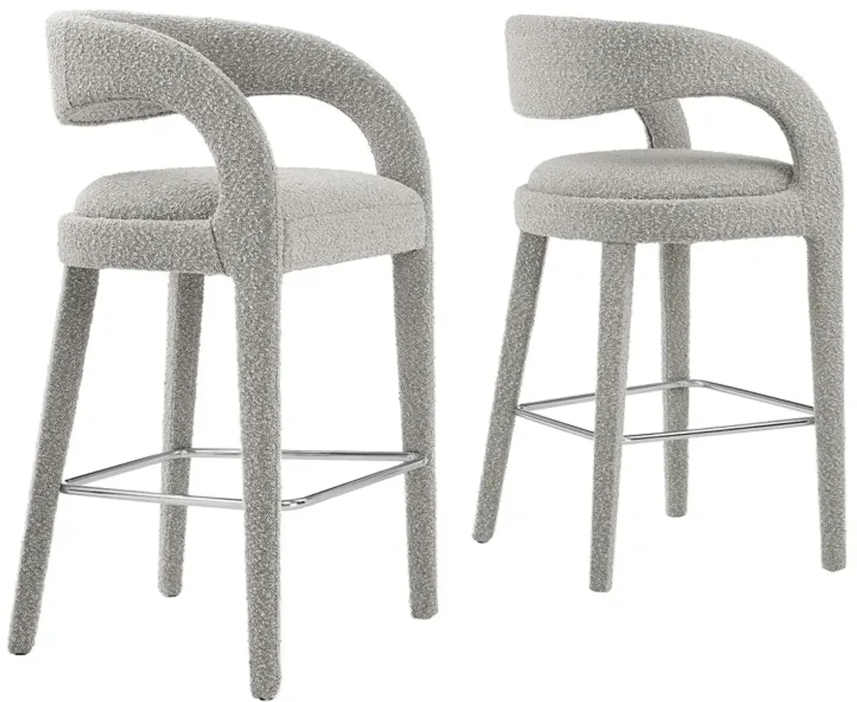 Pinnacle Boucle Upholstered Bar Stool Set of Two