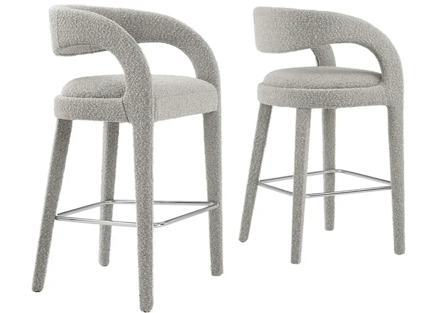 Pinnacle Boucle Upholstered Bar Stool Set of Two