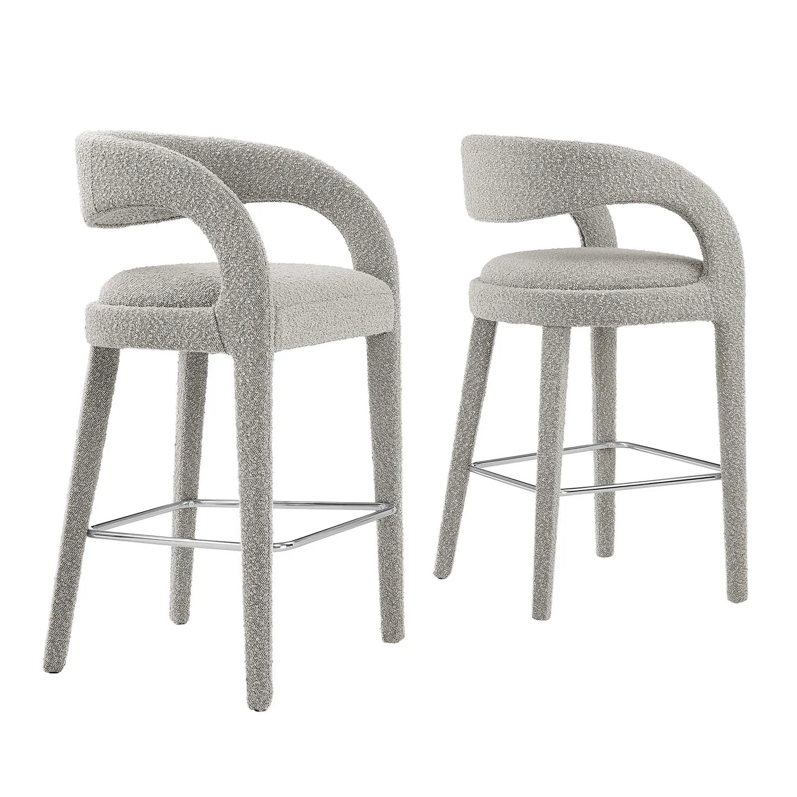 Pinnacle Boucle Upholstered Bar Stool Set of Two