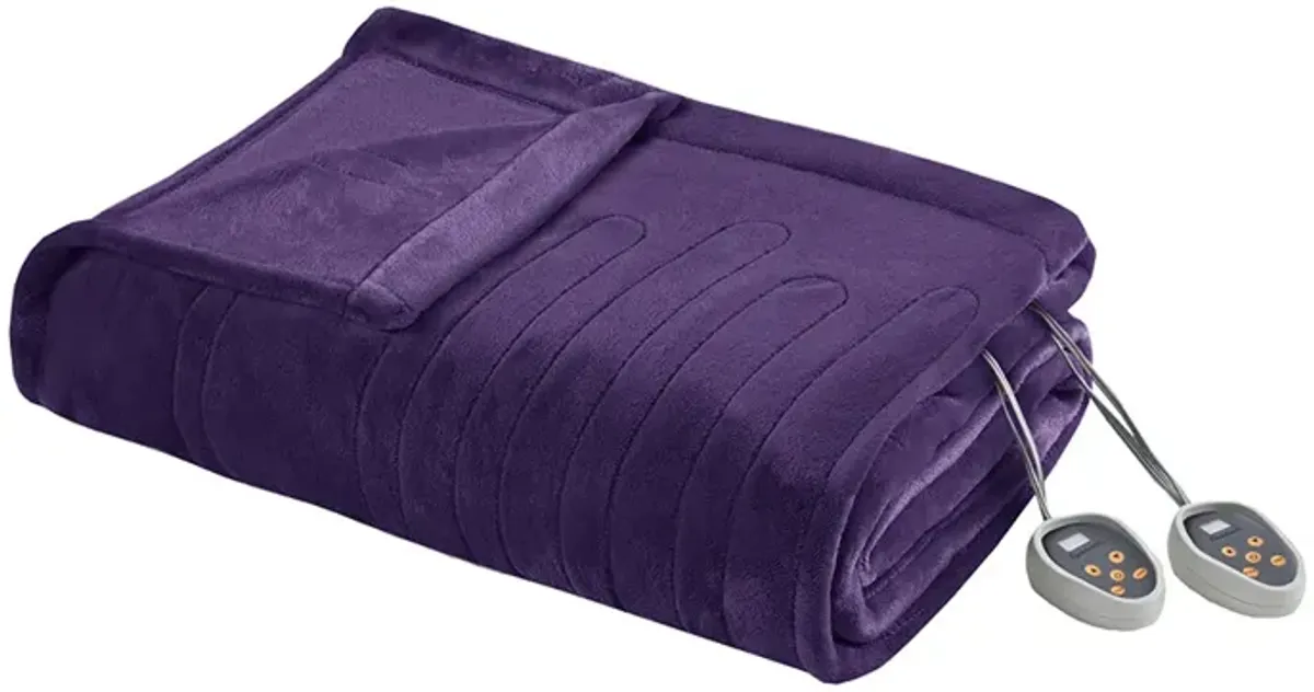 Beautyrest Heated Plush Purple Blanket