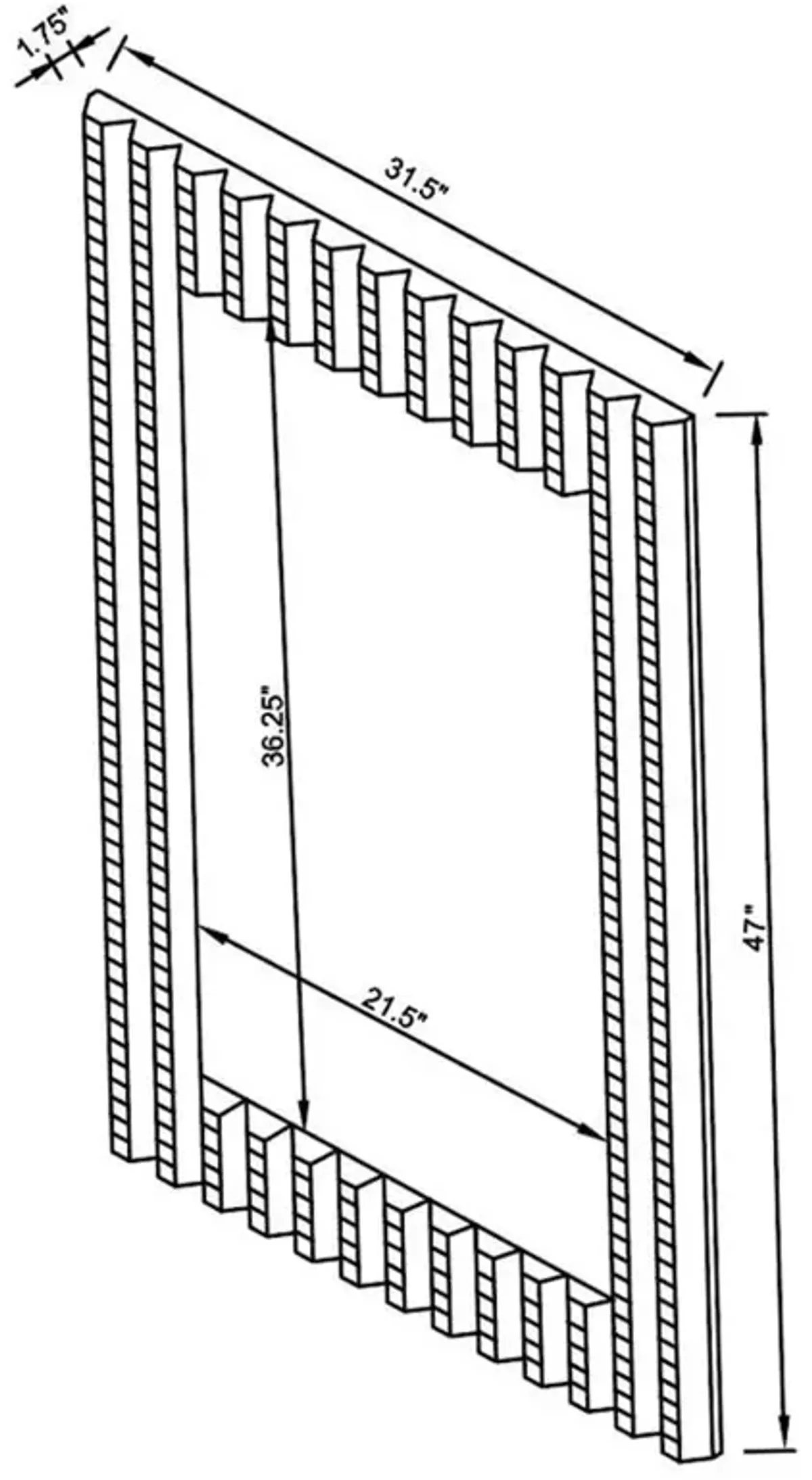 Aideen Rectangular Wall Mirror with Vertical Stripes of Faux Crystals