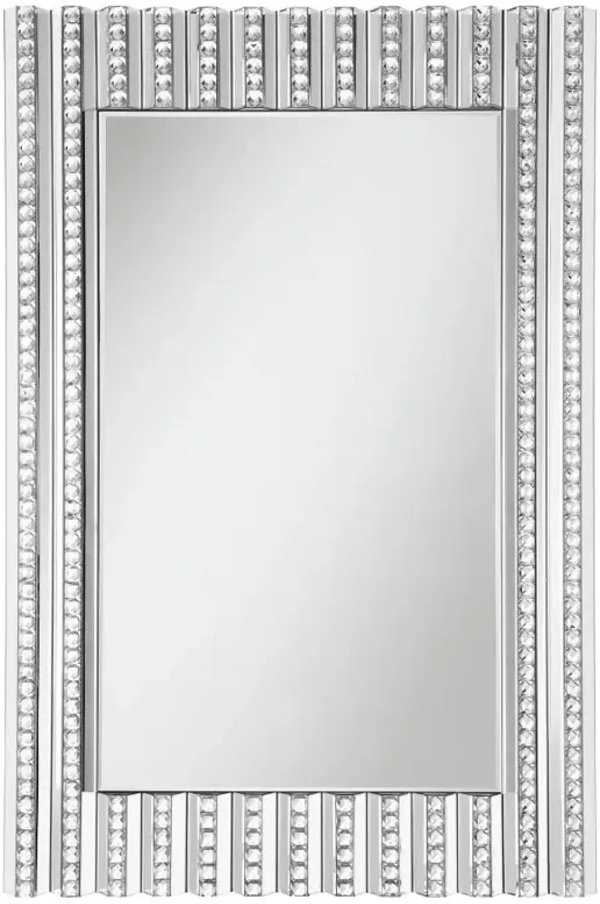 Aideen Rectangular Wall Mirror with Vertical Stripes of Faux Crystals