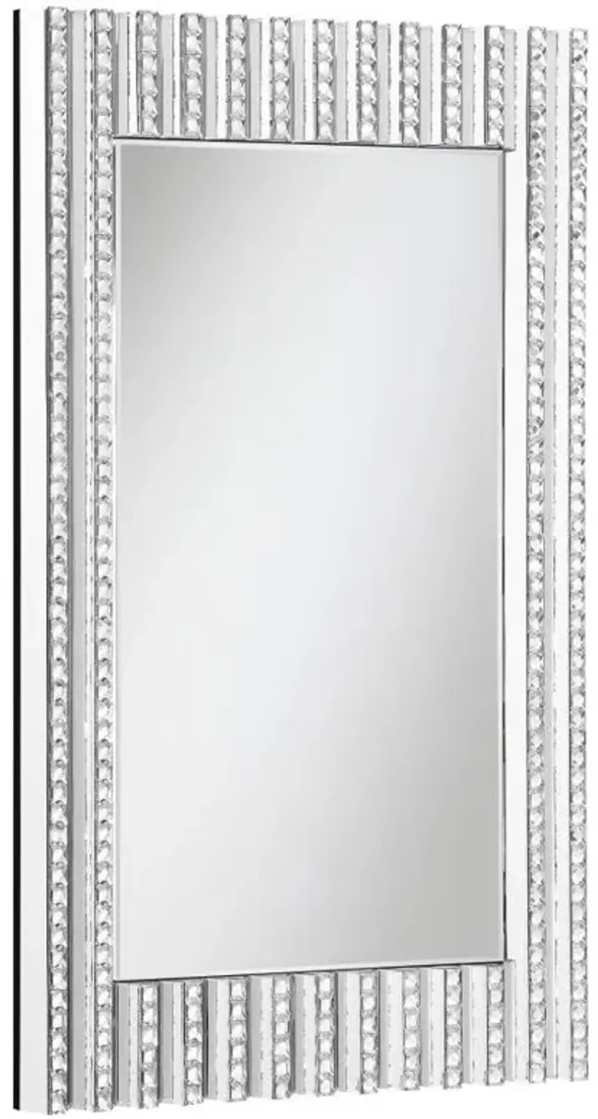 Aideen Rectangular Wall Mirror with Vertical Stripes of Faux Crystals