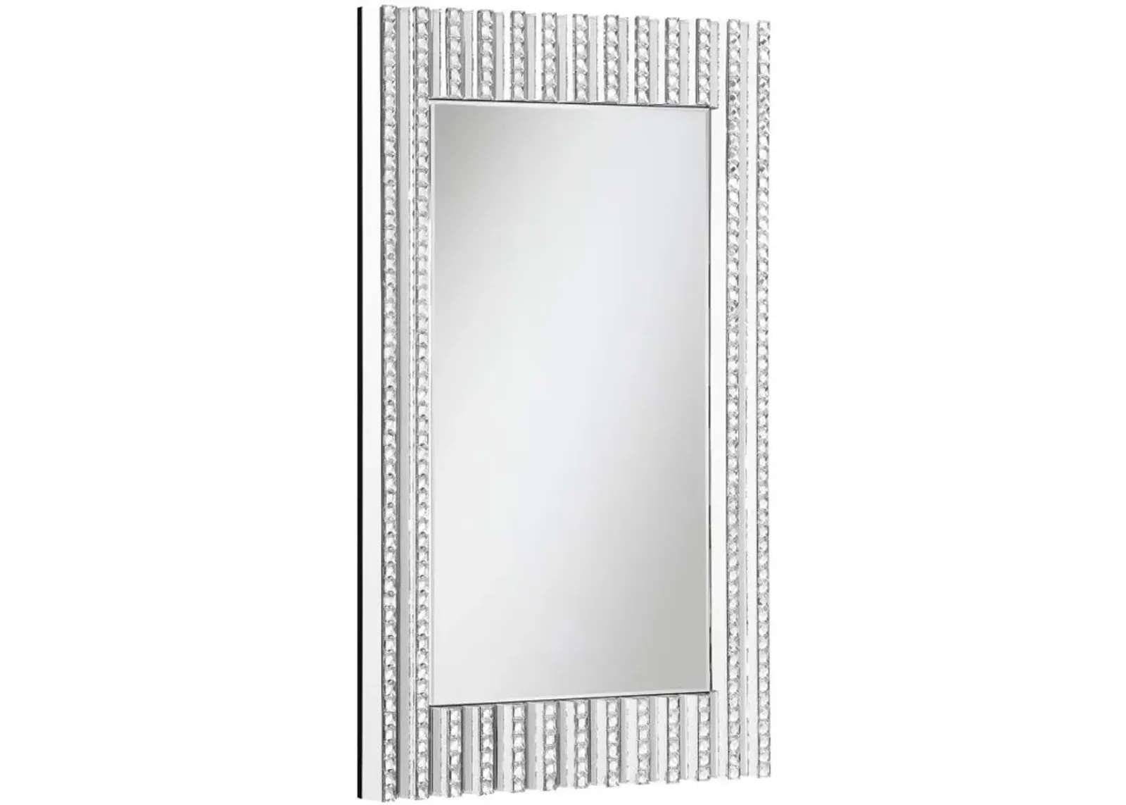 Aideen Rectangular Wall Mirror with Vertical Stripes of Faux Crystals