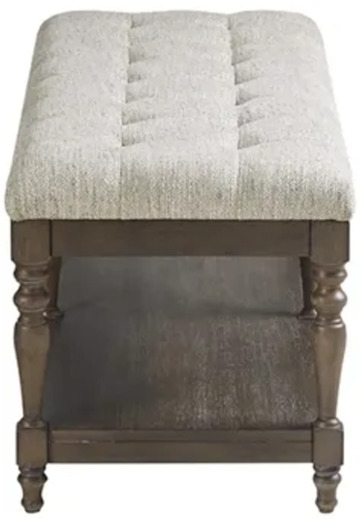 Martha Stewart Highland Ivory Tufted Accent Bench with Shelf