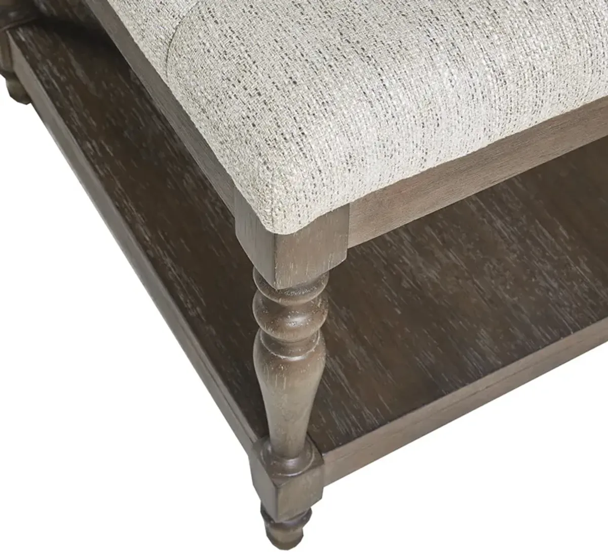 Martha Stewart Highland Ivory Tufted Accent Bench with Shelf