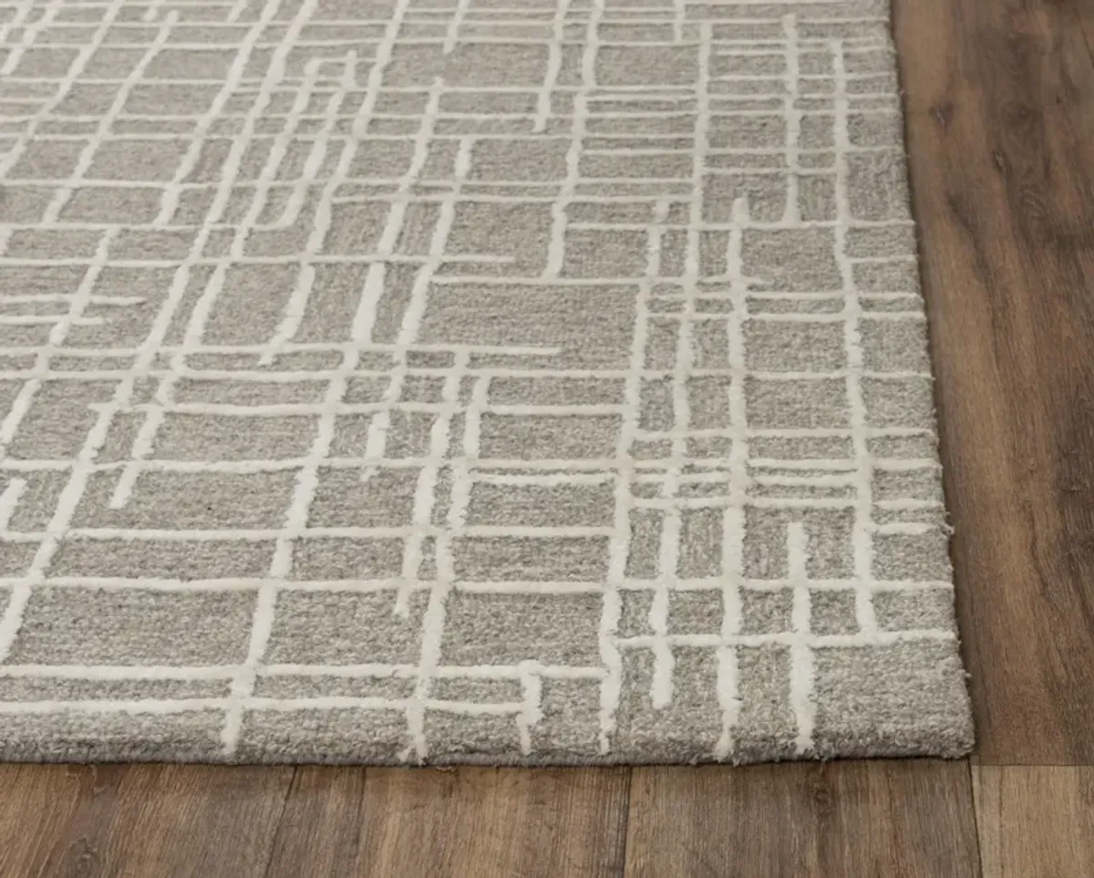 Jazz Gray/Natural Geometric Wool/Tencel 8'9" x 11'9" Rectangle Rug