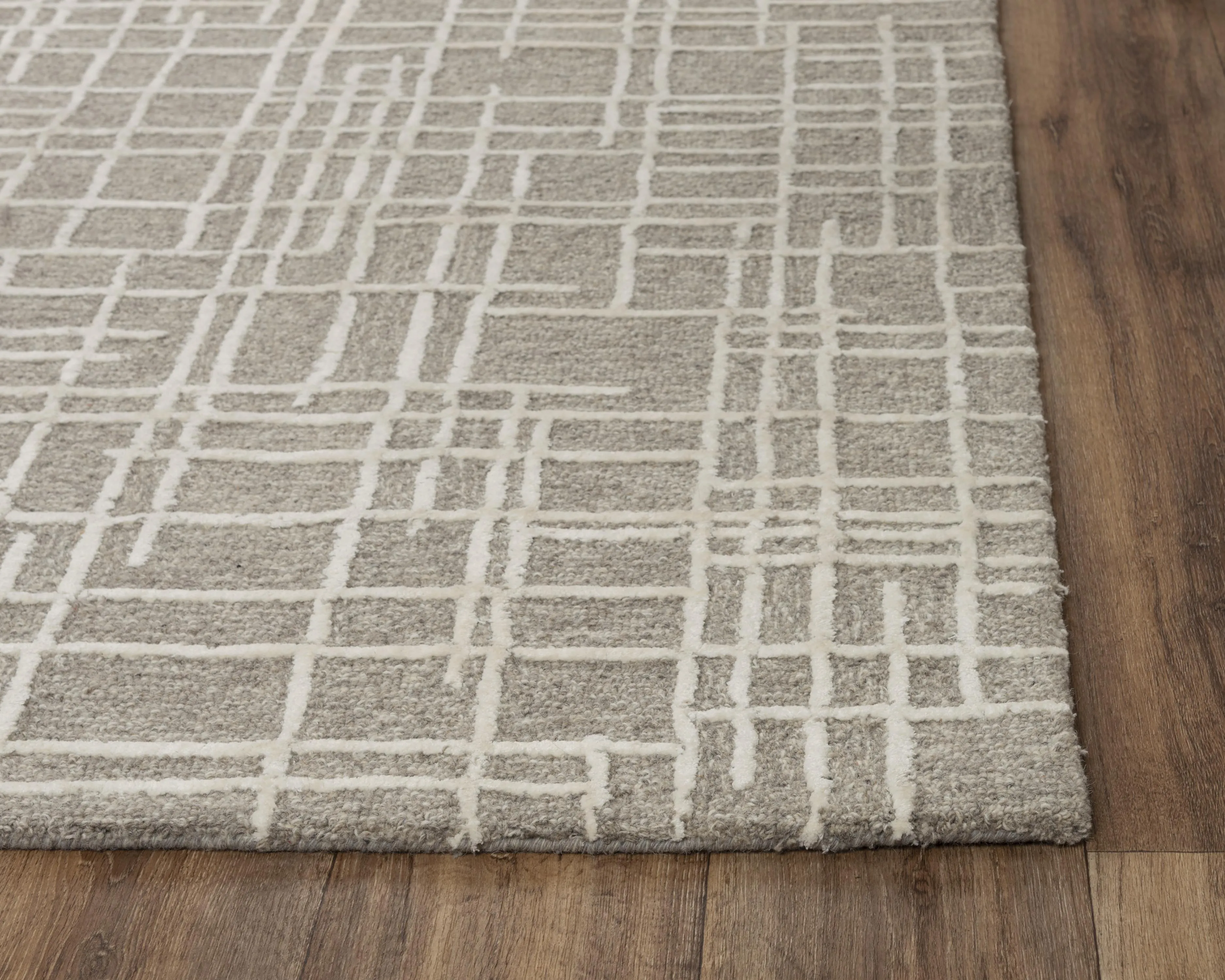 Jazz Gray/Natural Geometric Wool/Tencel 8'9" x 11'9" Rectangle Rug