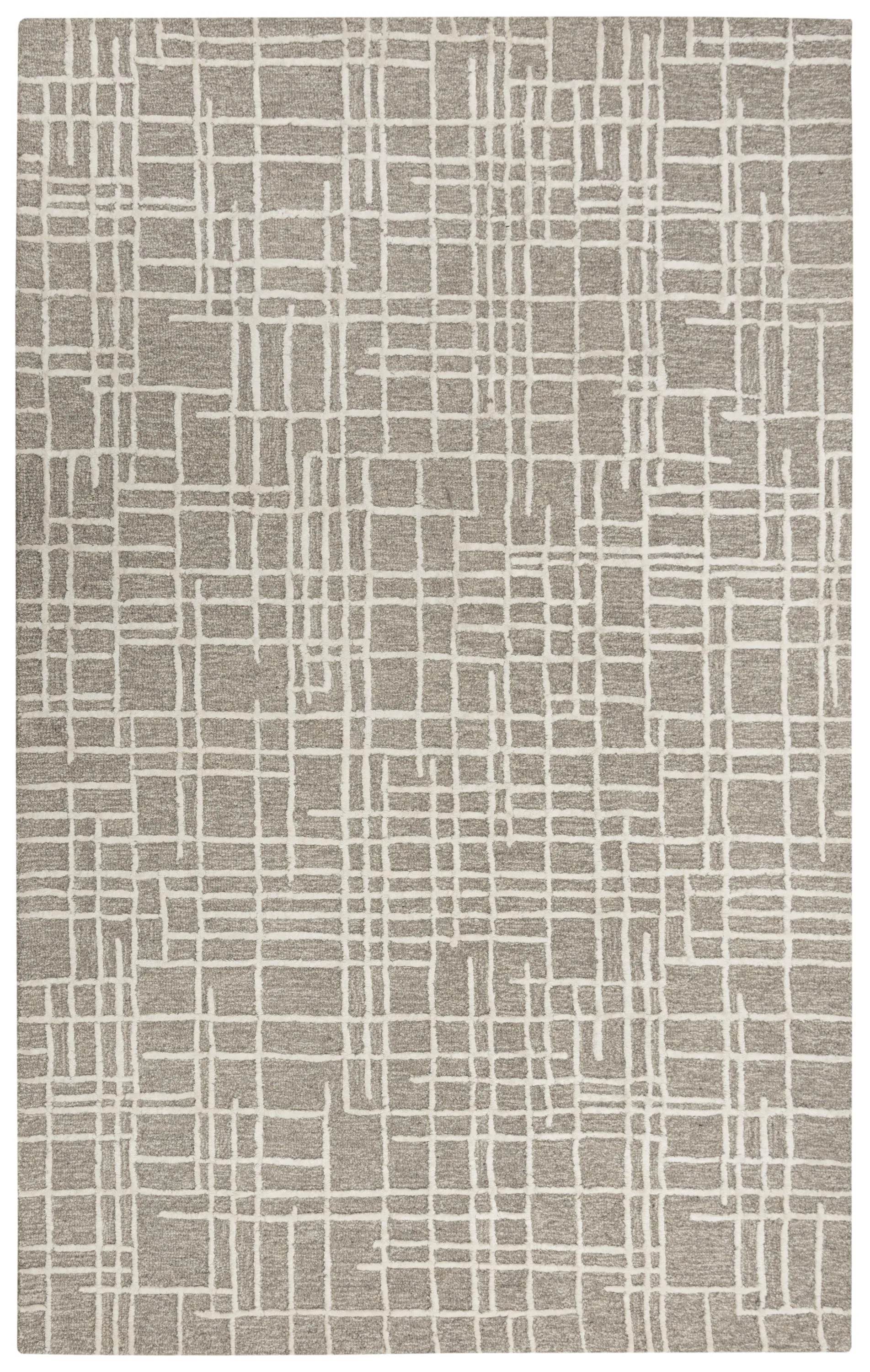 Jazz Gray/Natural Geometric Wool/Tencel 8'9" x 11'9" Rectangle Rug