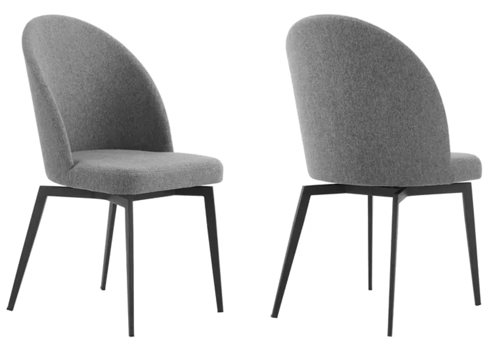 Sunny Swivel Gray Fabric and Metal Dining Room Chairs - Set of 2