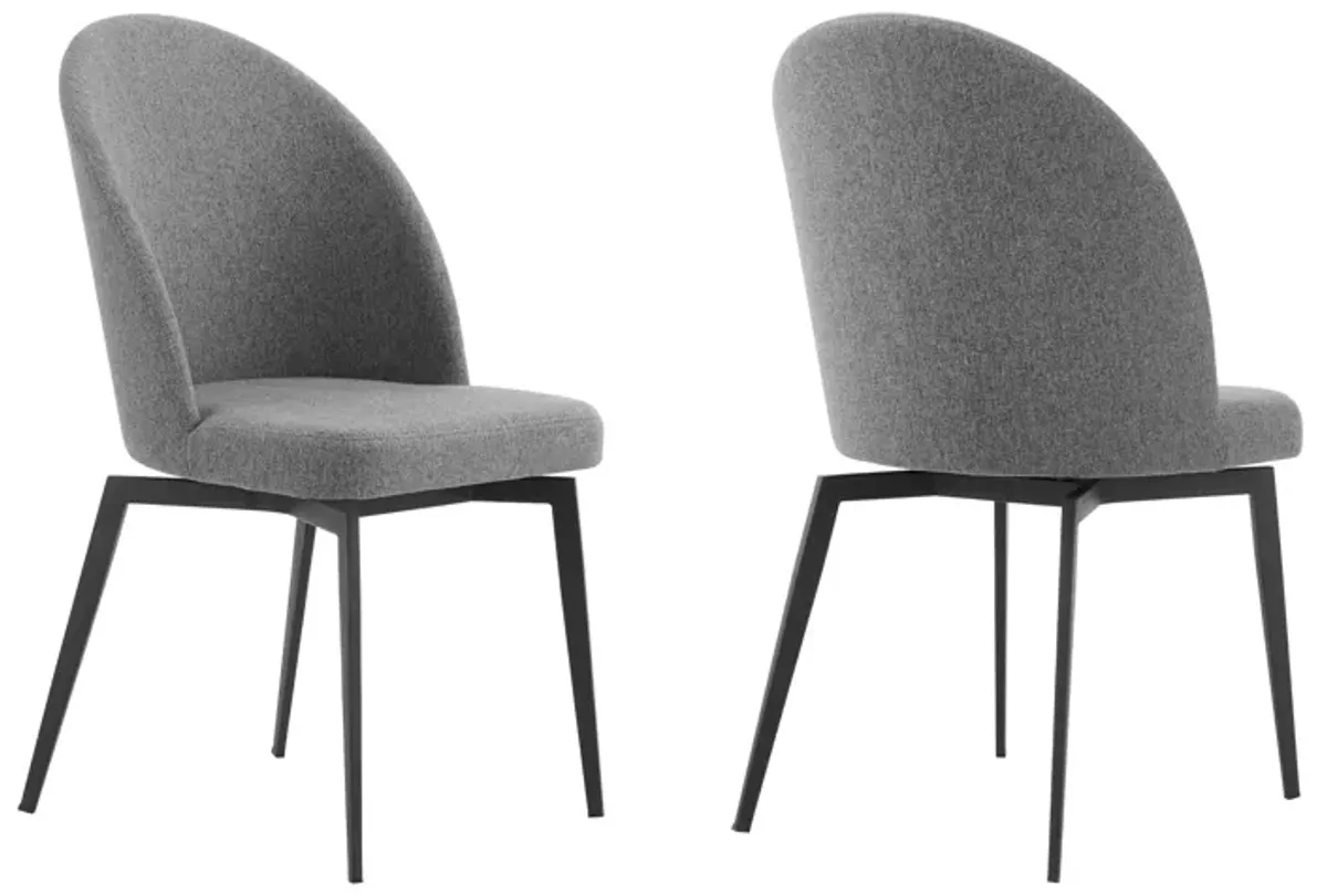 Sunny Swivel Gray Fabric and Metal Dining Room Chairs - Set of 2