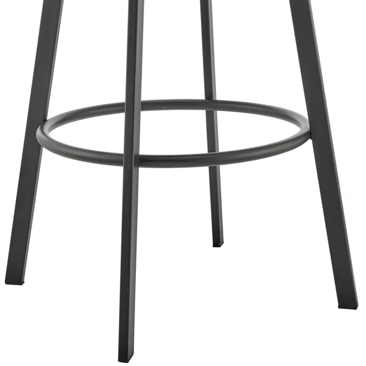 Noran Swivel Bar Stool in Black Metal with Black Faux Leather