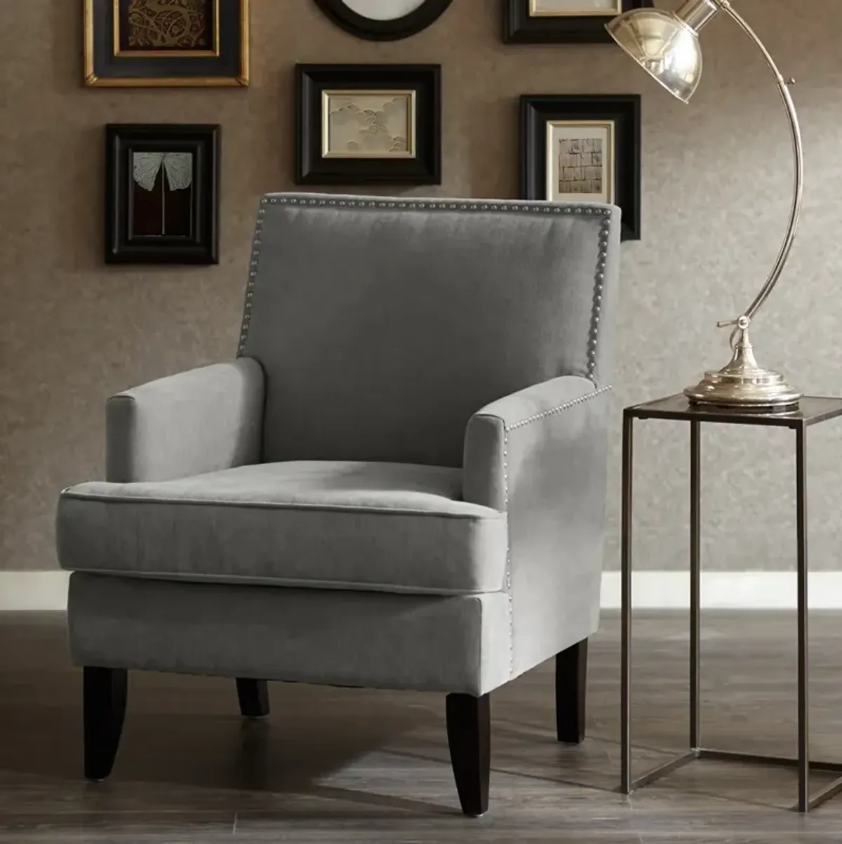 Madison Park Colton Grey Track Arm Club Chair