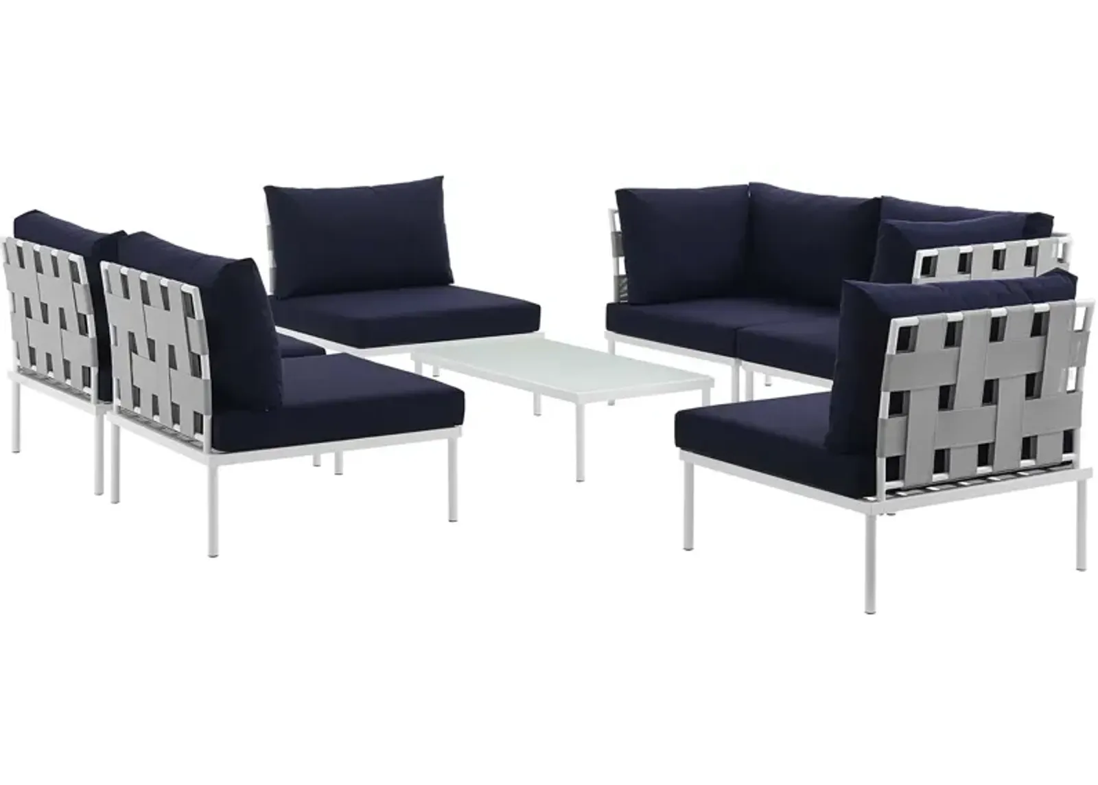 Harmony 7 Piece Outdoor Patio Aluminum Sectional Sofa Set