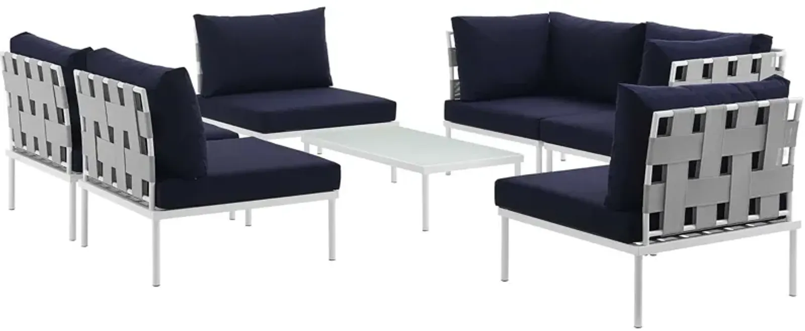 Harmony 7 Piece Outdoor Patio Aluminum Sectional Sofa Set