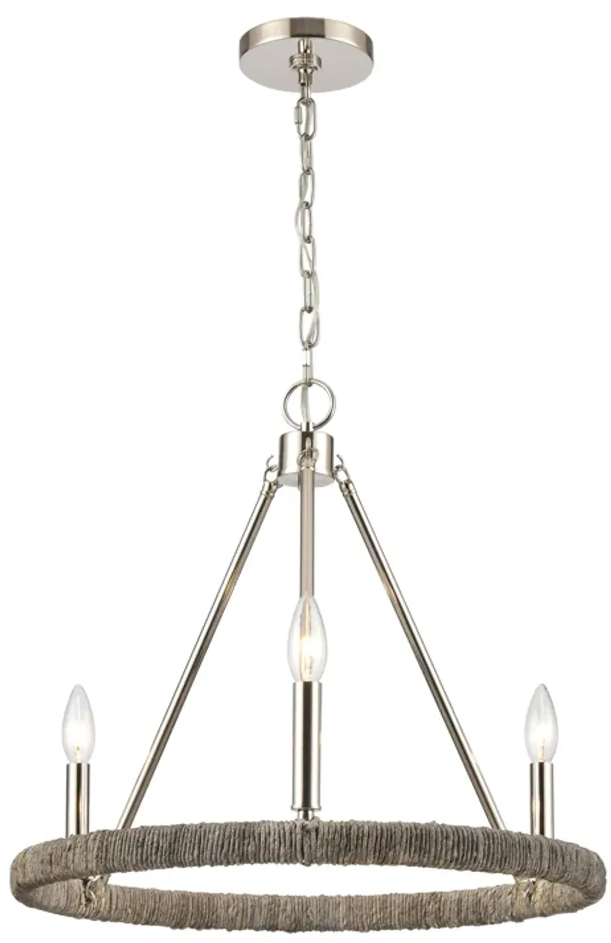 Abaca 20'' Wide 3-Light Chandelier - Polished Nickel