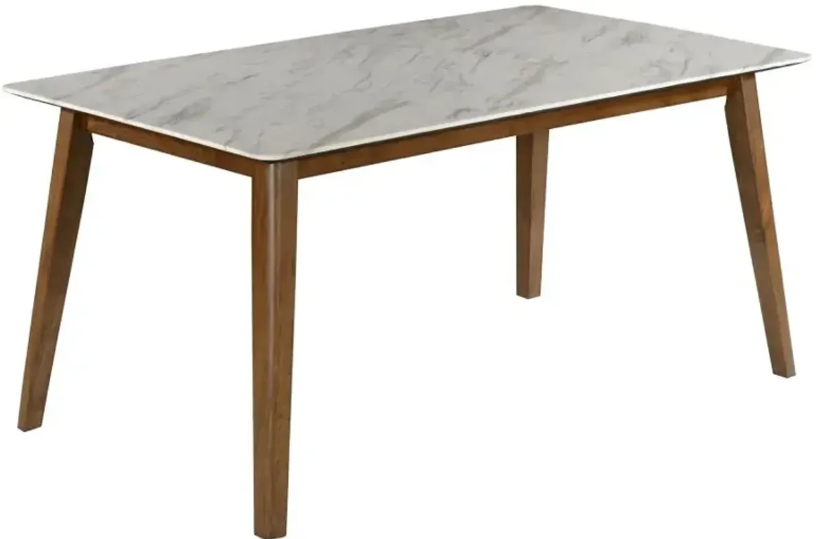 Everett 5-piece Faux Marble Top Dining Table Natural Walnut and Grey