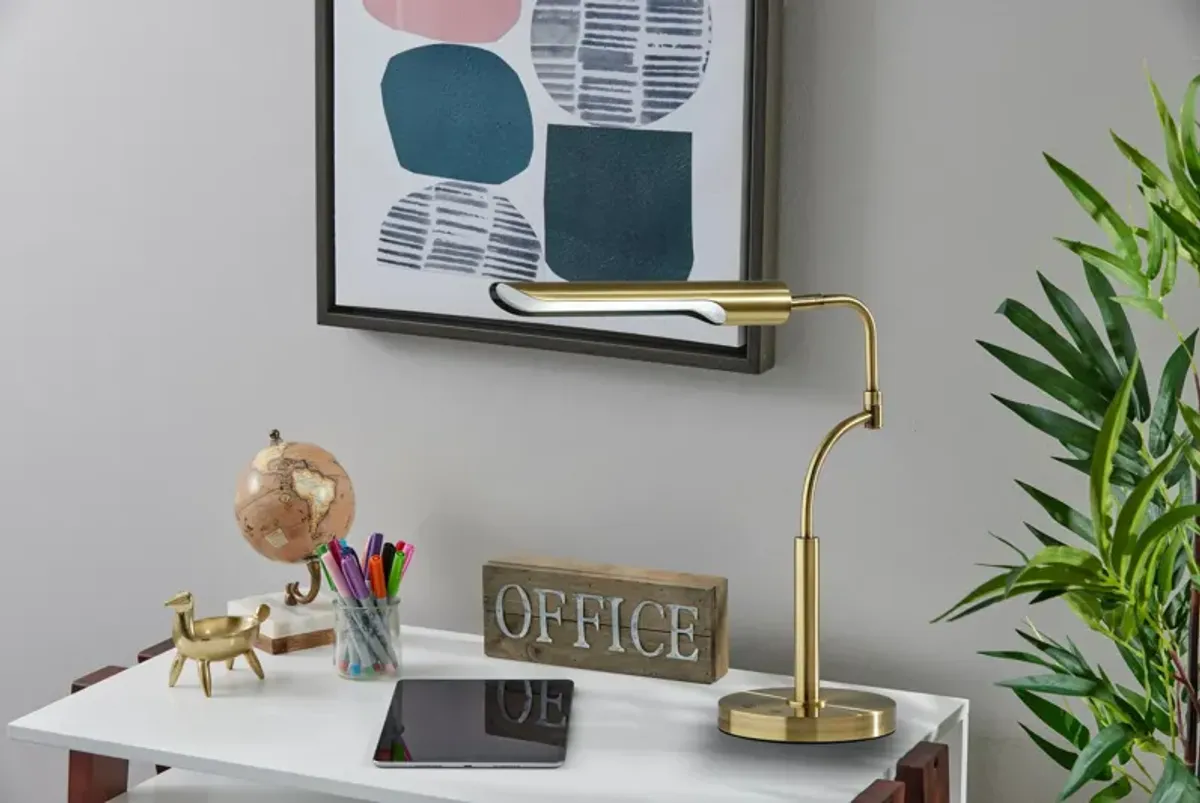 Zane LED Desk Lamp w. Smart Switch- Antique Brass