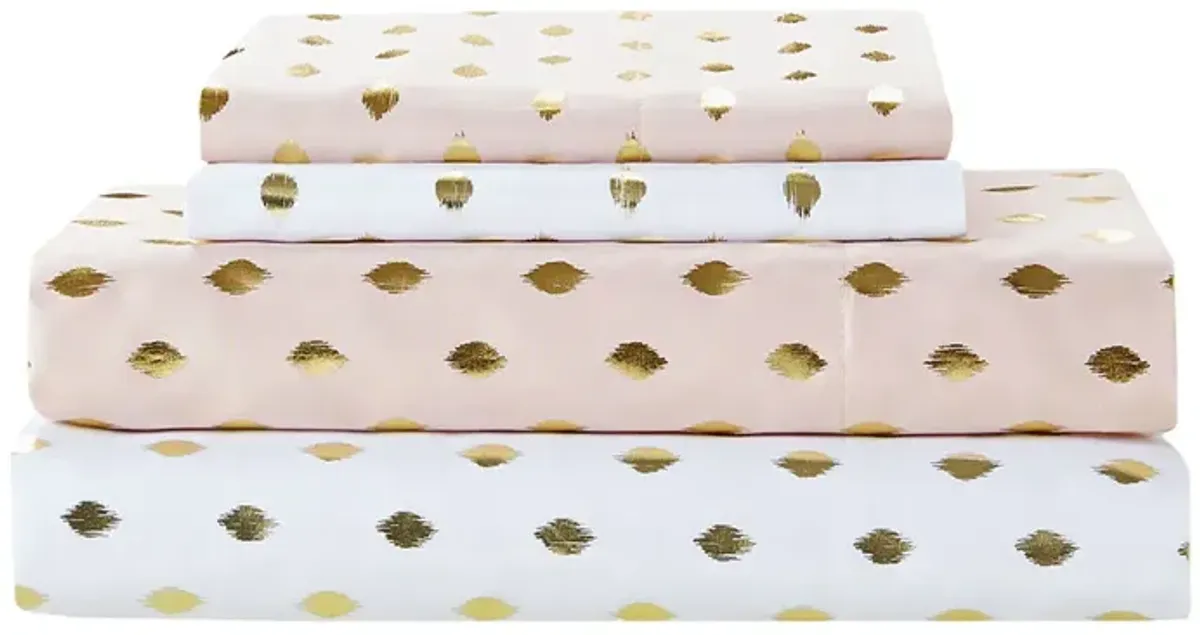 Intelligent Design Metallic Dot Blush/Gold Printed Sheet Set