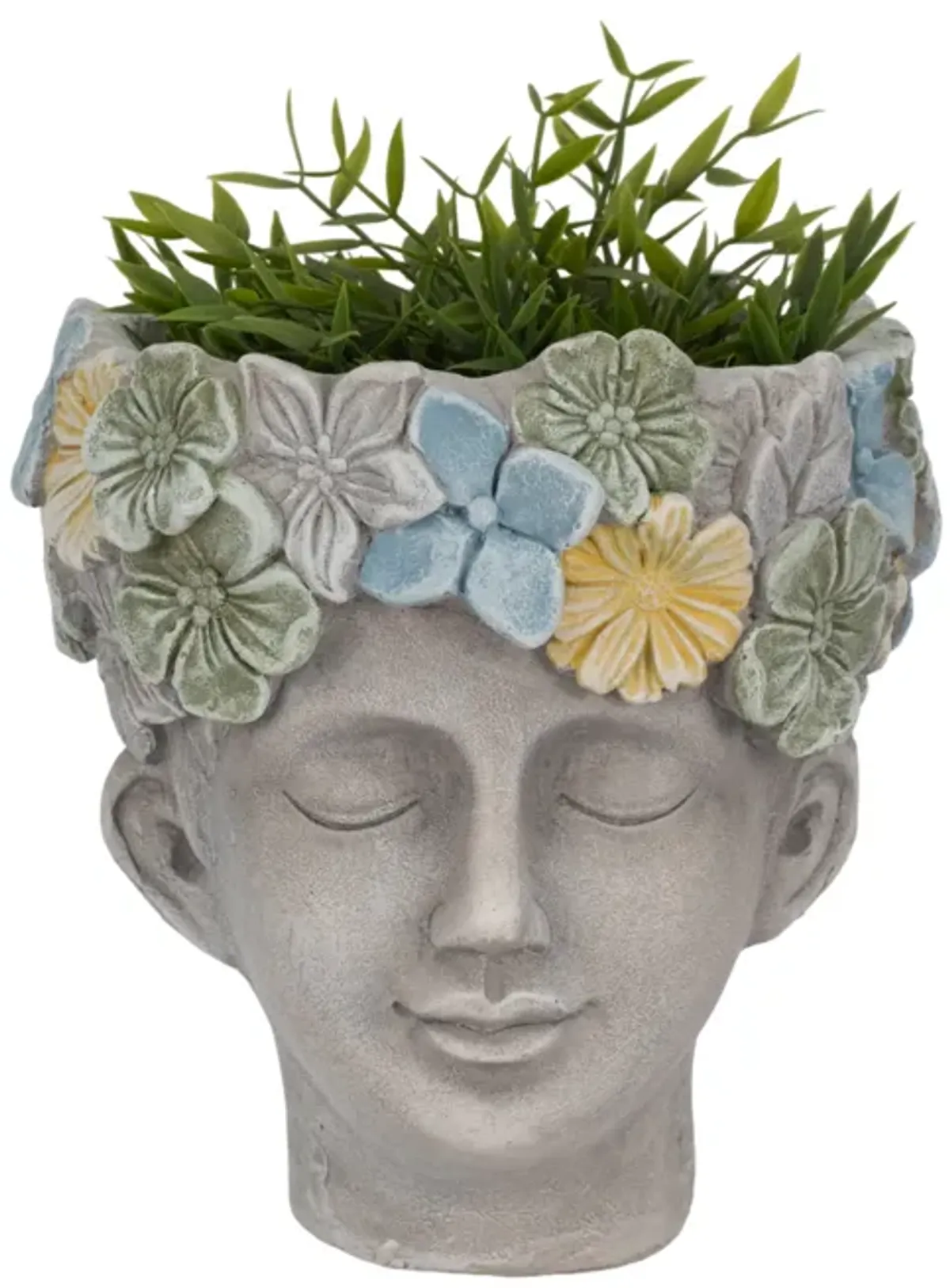 8" Face Planter With Succulent Crown, Grey/green