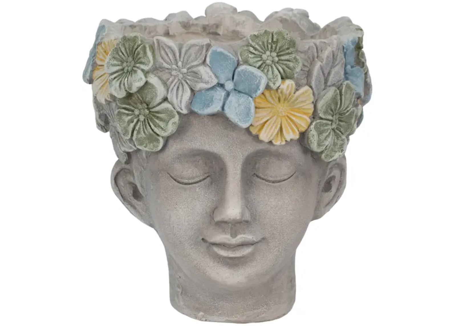 8" Face Planter With Succulent Crown, Grey/green