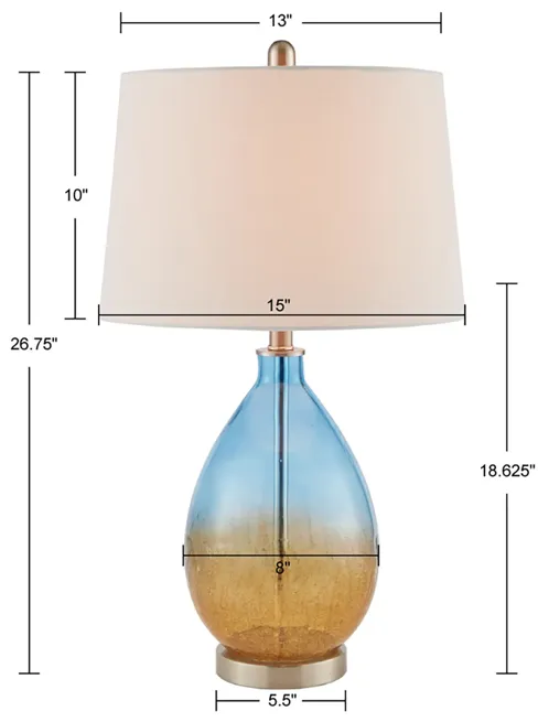 510 Design Cortina Blue Ombre Glass Table Lamp, Set of 2