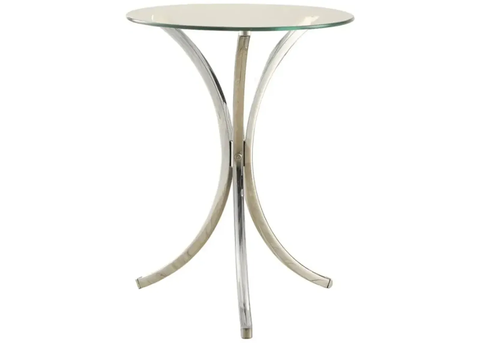 Eloise Round Accent Table with Curved Legs Chrome