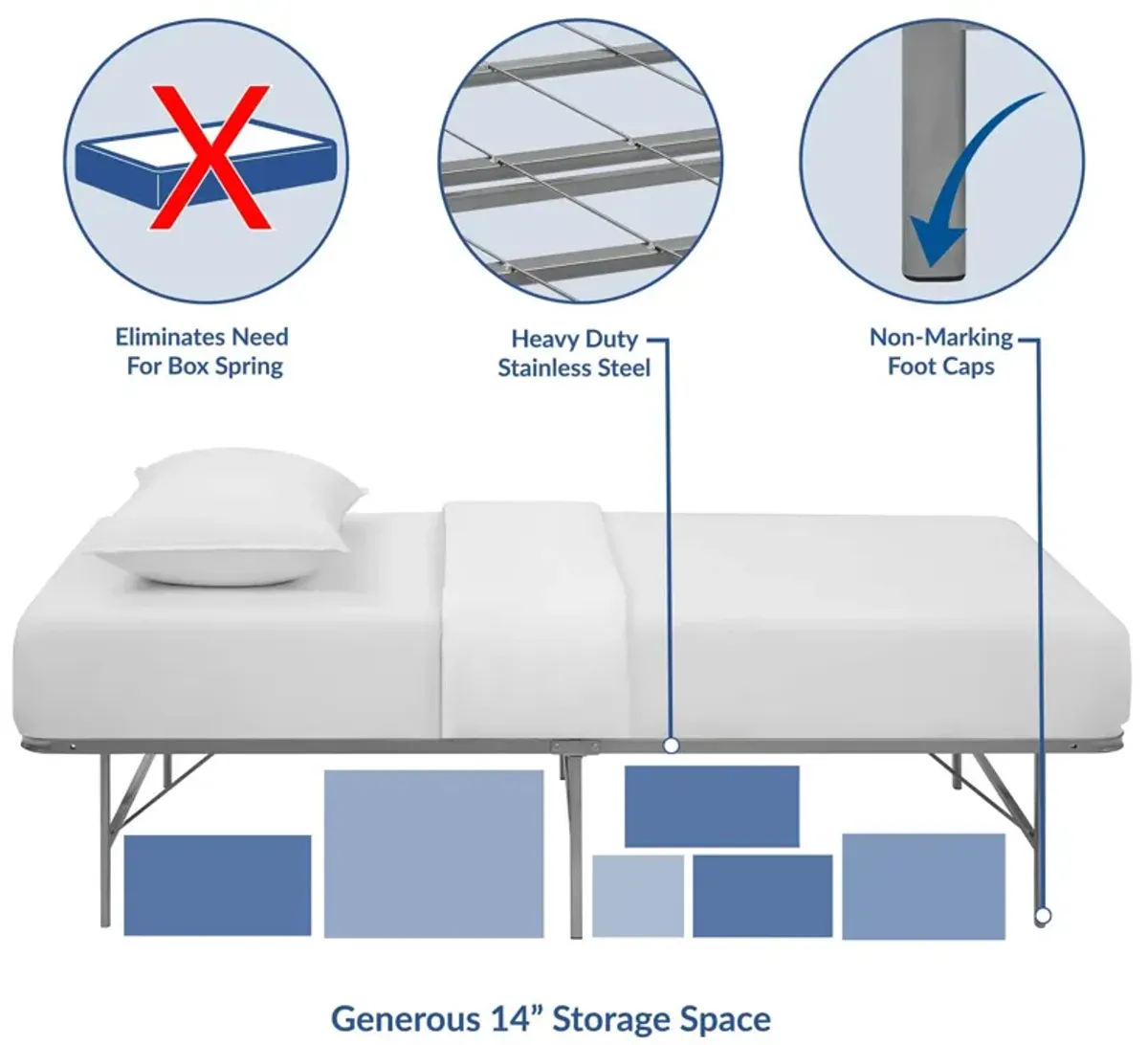 Horizon Twin Stainless Steel Bed Frame