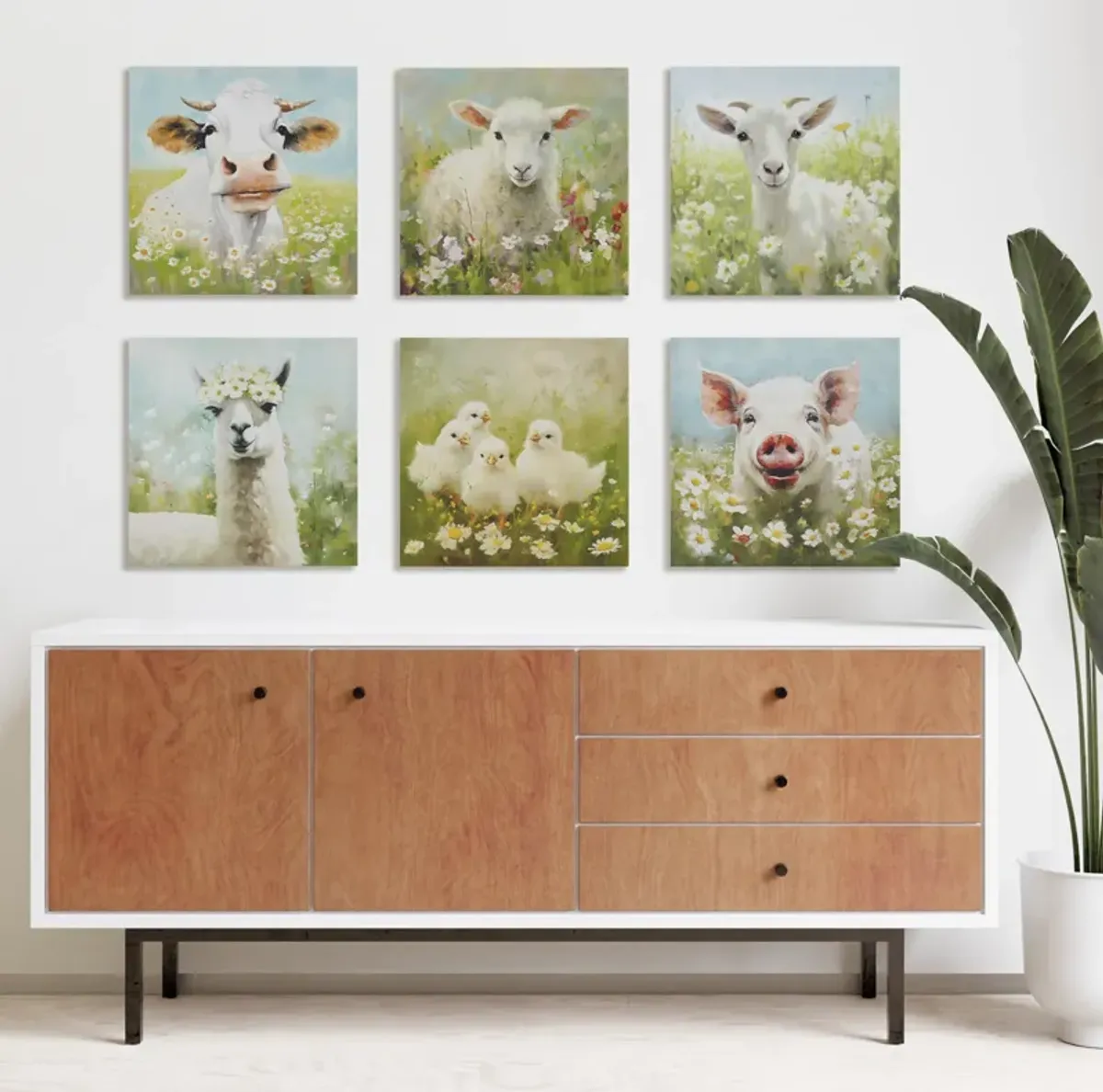 Sunshine Animals Lamb Canvas Wall Art