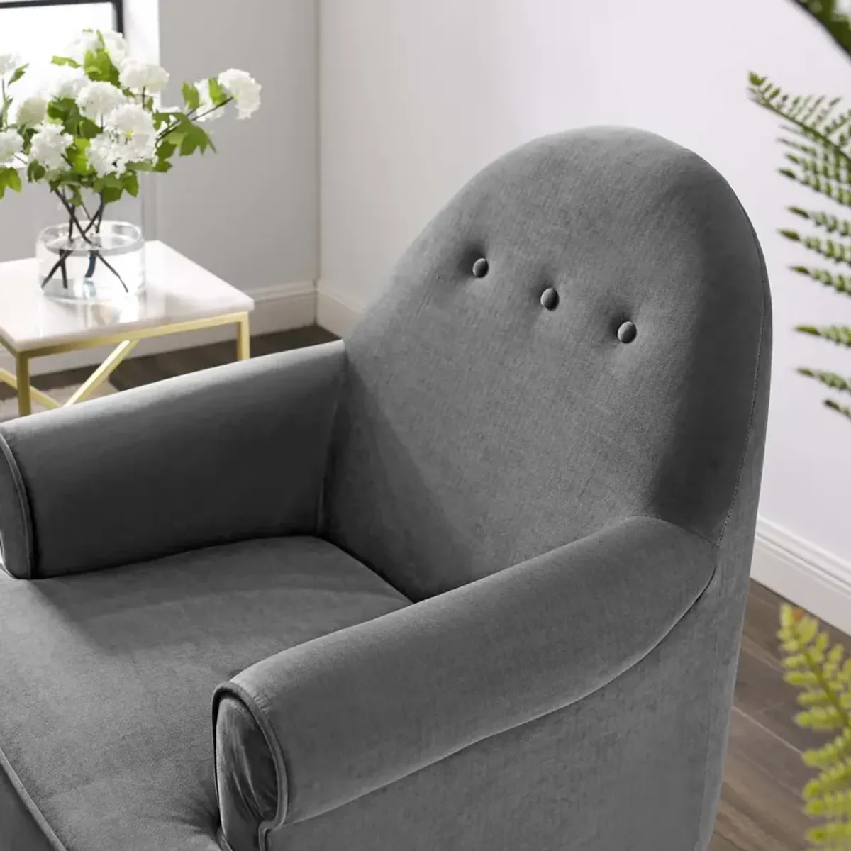 Revive Tufted Button Accent Performance Velvet Armchair