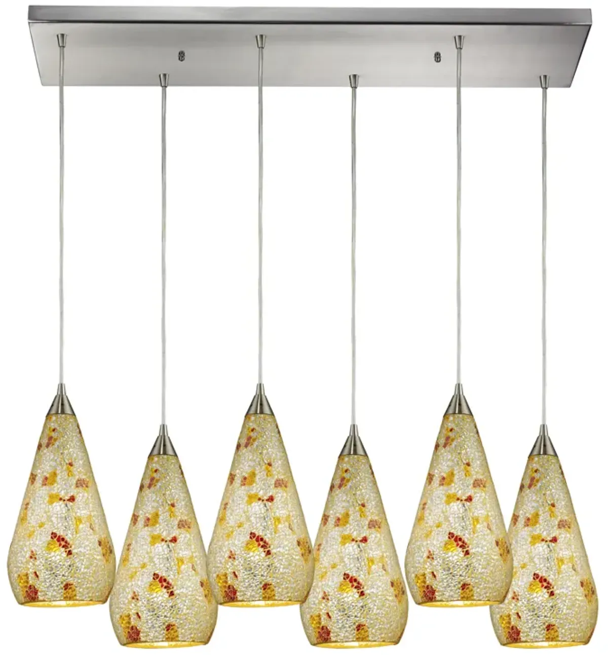 Curvalo 9" Wide 6-Light Mini Pendant - Satin Nickel