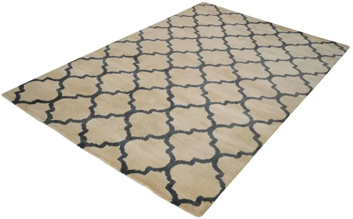 Wego Handwoven Wool Rug in Natural and Black