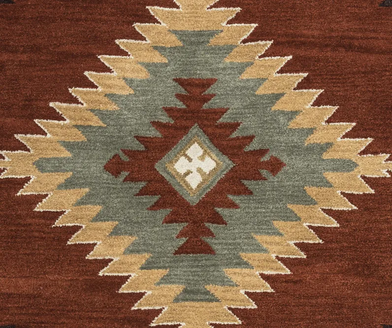 Southwest Navajo Red Southwest/Tribal Wool 2'6" x 10' Runner Rug