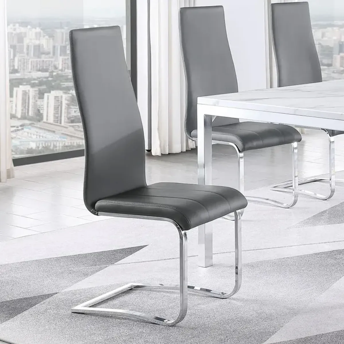 Montclair Upholstered High Back Side Chairs Grey and Chrome (Set of 4)