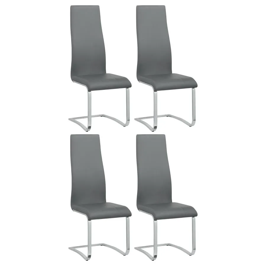 Montclair Upholstered High Back Side Chairs Grey and Chrome (Set of 4)