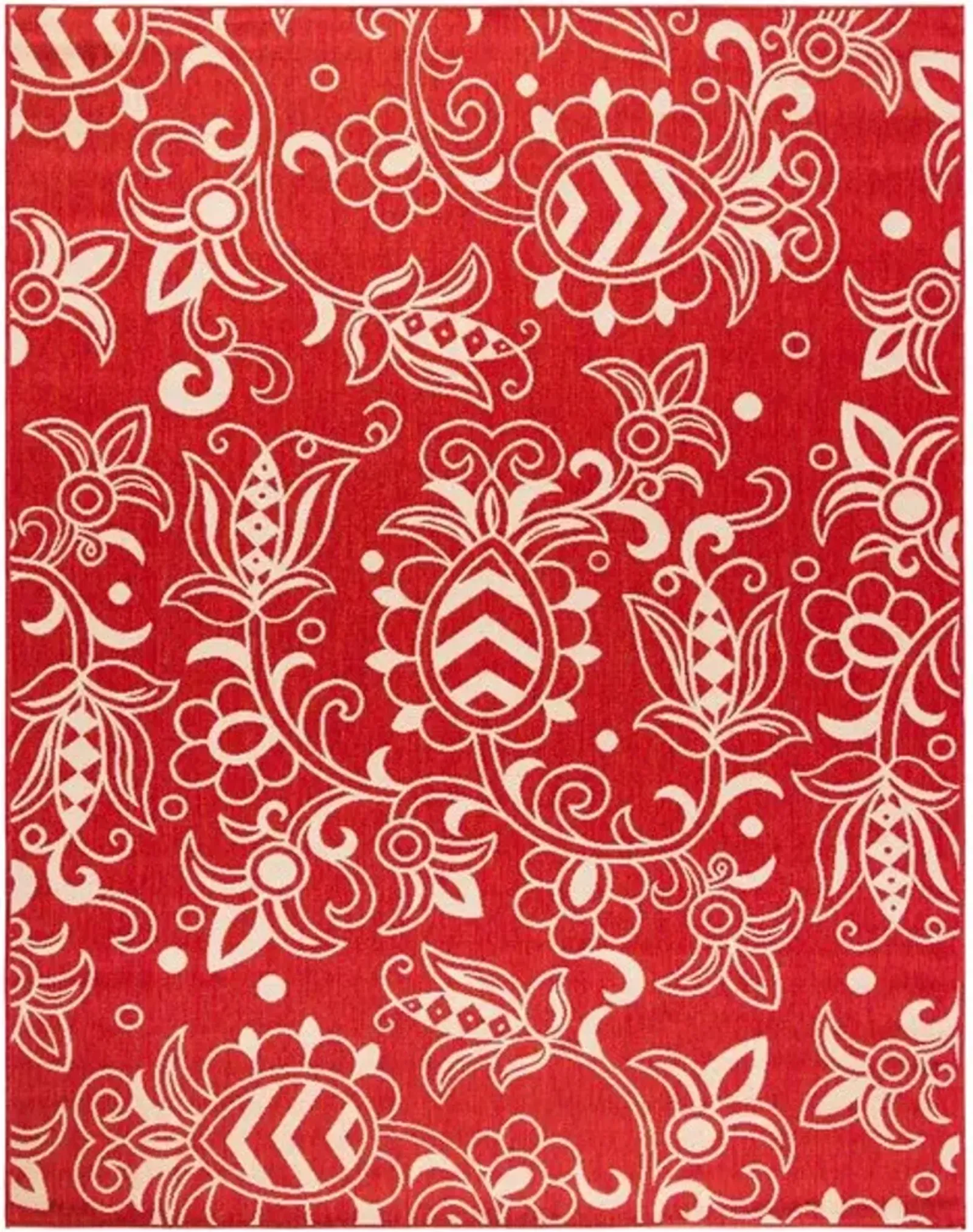 Safavieh BEACH HOUSE Collection BHS246Q-4 Red / Beige 4' X 6'