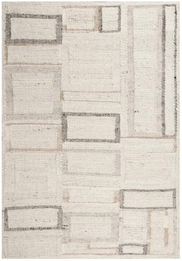 Nova Ivory/Multi  Hand Spun Wool/Cotton 5' x 7'6" Rectangle Rug