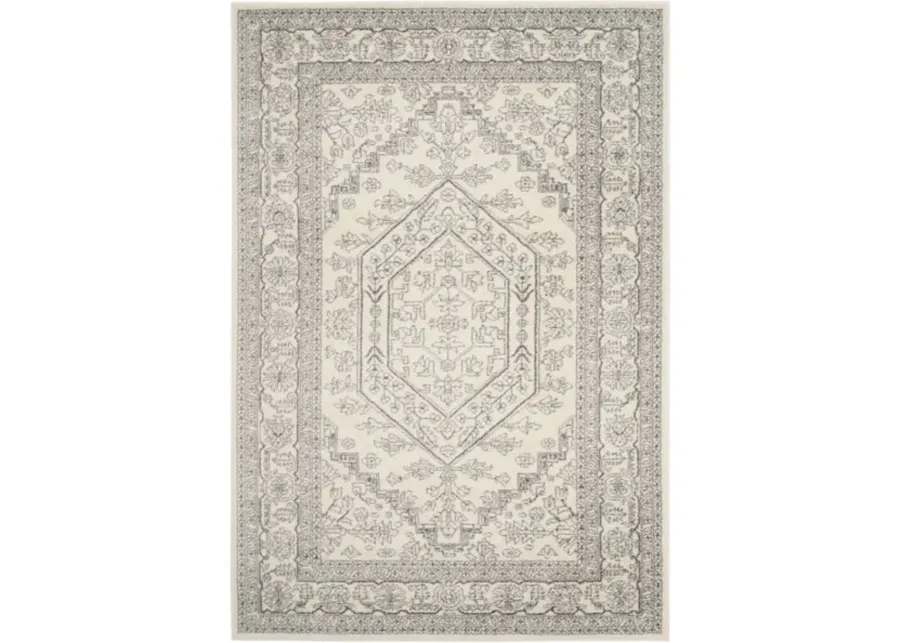 Adirondack Contemporary Ivory / Silver 2'-6" X 14' Powerloomed Rug