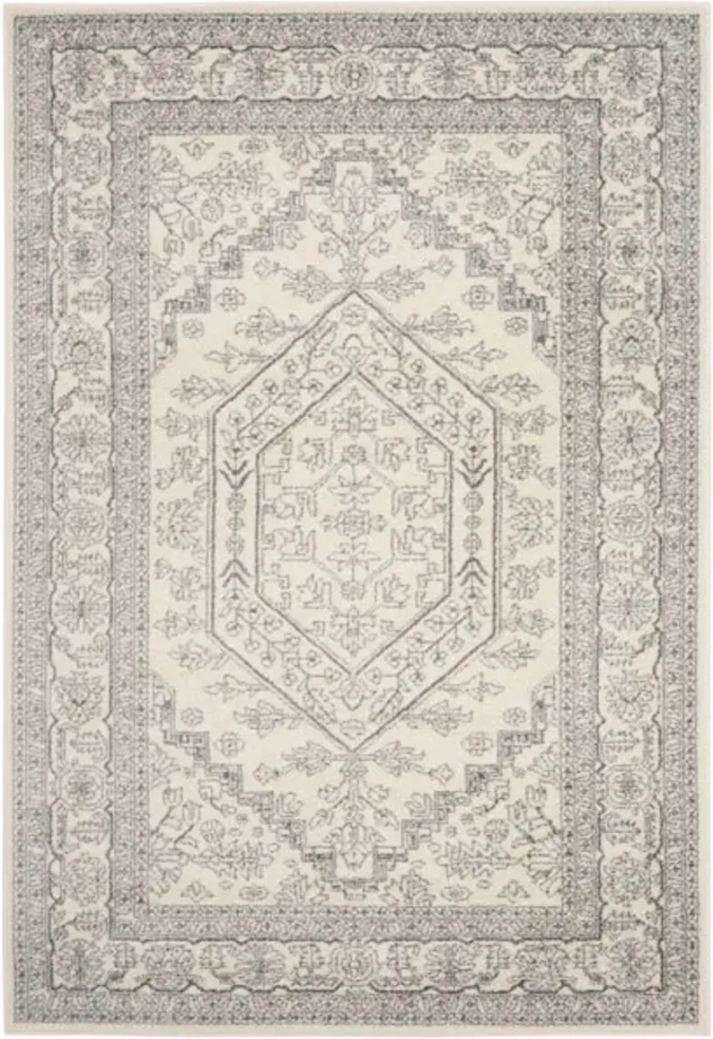 Adirondack Contemporary Ivory / Silver 2'-6" X 14' Powerloomed Rug